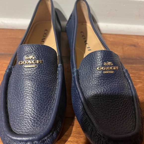 Coach Women's Marley Driver Loafer SZ 5.5 Leather Quiet Luxury Slip On Logo Blue - Picture 3 of 9